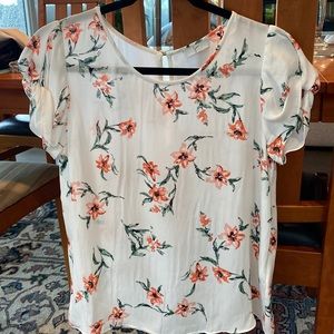 Joie silk short sleeve floral blouse size small